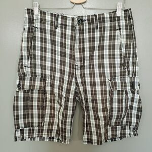 Levis's Cargo Shorts Mens Size 31 Brown Multicolor Plaid Checkered Bermuda